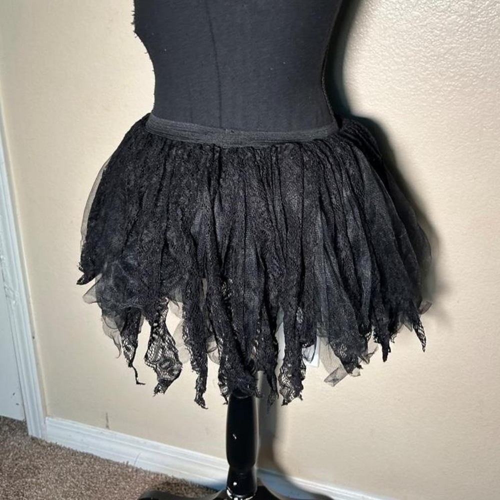 Black Ruffle Mini Skirt XS Halloween Y2K Gothic Fairy Tulle Layered Skirt Small